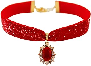 14K Gold Plated Sapphire Imitation Velvet Choker Necklace for Women Thick Chokers Birthstone Chocker Vintage Pendant Necklaces Chockers for Women Teen Girls Princess Costume Jewelry Aesthetic