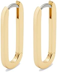 Gorjana Women's 18K Gold-Plated Brass Parker Huggie Earrings - Paperclip Hoop Design with Hinged Back Finding, No Gemstone