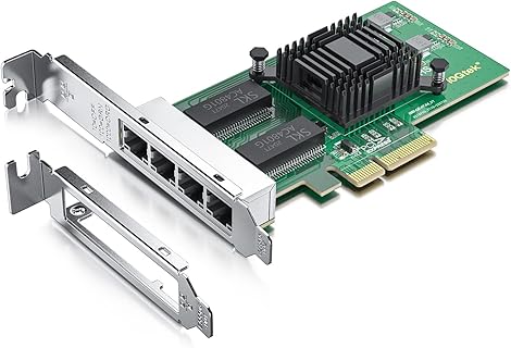 10Gtek® Carte Réseau PCIE RJ45 x4 avec Puce Intel I350, 1000 Mbps, pour Ordinateurs avec Ports PCI Express, Compatible Windows et Linux - Idéal pour Serveurs et Réseaux Flexibles