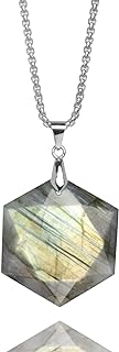 Unisex Stainless Steel Labradorite Dragons Heart Pendant Necklace with Sturdy Cable Chain