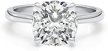 2-3 Carat Cushion/Round/Emerald/Radiant Cut Moissanite Engagement Statement Wedding Band Ring for Women in 14k White Gold (D-E, VS1, 3 CTW) Anniversary Promise Ring Size 4.5 to 11