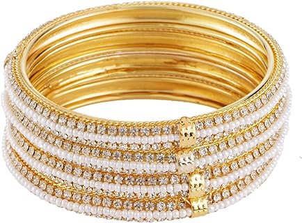 Efulgenz Fashion Jewelry Indian Bollywood 14 K Gold Plated Cystal Beaded Multicolor Bracelets Bangle Set for Women