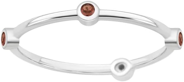 925 Sterling Silver Amethyst Engagement Ring for Women, Round 0.20 Ctw, Size 7, Stackable Wedding Band Design