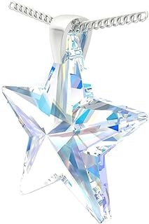 "Made with Swarovski Crystas Sterling Silver Aurora Borealis Star Pendant Necklace, 18"