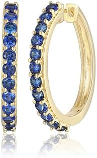 MORGAN & PAIGE Yellow Gold-Plated .925 Sterling Silver Hoop Earrings for Women - Choice of Birthstone Hypoallergenic Gold-Plated Earrings