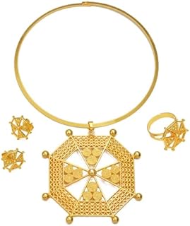 Ethiopian Jewelry Set Chokers - Ethiopian Jewelry - Ethiopian Jewelry for Women Set - Ethiopian Eritrea Jewelry Sets Necklaces Earrings Ring for Women African Ethnic Wedding Gifts