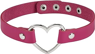 Choker Necklace Adjustable Heart Choker PU Leather Choker Collar for Women