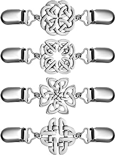 Jetec 4 Pieces Vintage Sweater Shawl Clips Retro Cardigan Collar Clips Dress Shirt Brooch Clips for Women Girls Wearing, 4 Styles