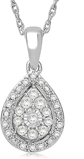 Spring Ring Clasp, Diamond-Studded Teardrop Pendant Necklace, Sterling Silver Rope Chain for Women, Elegant Design