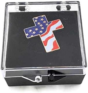 Pin-Clasp Enamel American Flag Cross-Brooch, Gold-Plated and Proudly USA Designed - Unisex Symbol of Faith/National Love