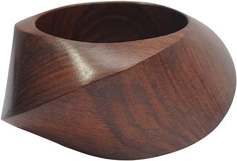 Handmade Bold Sisso-Wood Bangle Bracelet for Women, with Curvaceous Faceted Design - The Curvaceous Tropicalia