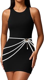 Elegant Aiosy Pearl Body Chain with Gold Layering, Adjustable Size, Perfect Beach Bikini Accessory for Women and Girls