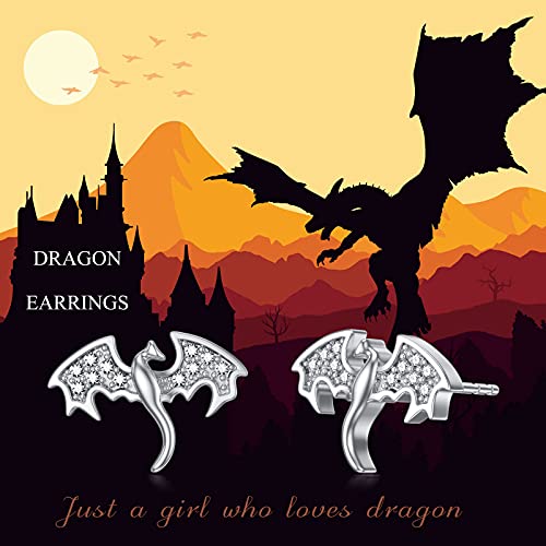 Dragon Earrings 925 Sterling Silver Stud Hypoallergenic Dragon Earrings for Women Girl