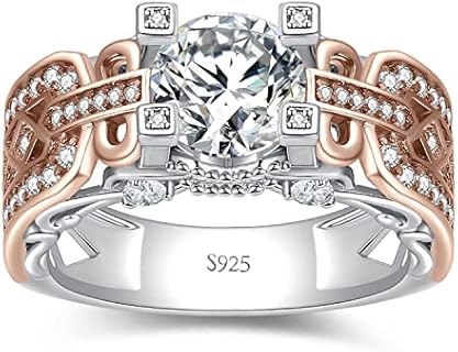 JewelryPalace Infinity Cubic Zirconia Engagement Rings, 925 Sterling Silver 14K Rose Gold Wedding Band Promise Ring Bridal Sets