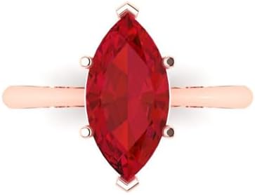 Clara Pucci 2.50 ct Marquise Cut Solitaire Simulated Ruby Engagement Wedding Bridal Promise Anniversary Ring 18K Rose Gold