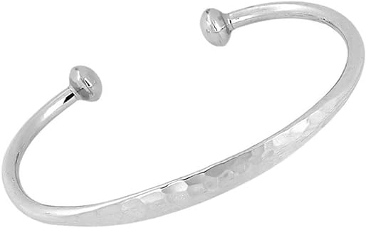 VN Jewelry Womens Silver Bracelet Bangle - 925 Sterling Silver Hammered Bangle Bracelet - Torque Style Bangle for Men and Women