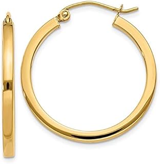 14k Gold Square-Tubed Hoop Earrings (2mm Thick)