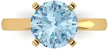 3Ct Round Cut - Natural Sky Blue Topaz - 18K White Gold - Solitaire Wedding Engagement Bridal Promise Ring