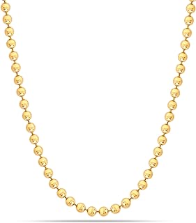 Lobster-Claw Clasp 18K Gold-Plated Sterling Silver Ball Chain Necklace for Men and Women, Italian Design, 16-24 Inches, LeCalla - Made in India