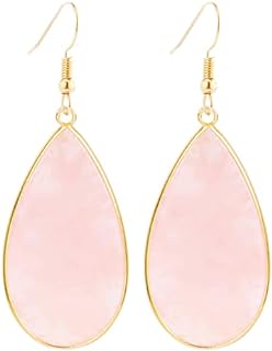 Natural Crystal Healing Stone Earrings Statement Teardrop Dangle Earrings for Women Girls