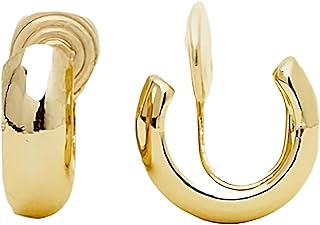 Gold Hoop Clip On Earrings - Small Comfortable Adjustable Non Pierced Clipon Earring, Simple Trendy Fake Invisible Clip Earrings for Women Girls Kids Unisex Teens
