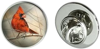 Cardinal Red Bird on Tree Branch Metal 0.75" Lapel Hat Pin Tie Tack Pinback
