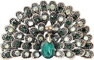 Rhinestone Crystal Peacock Brooch Pin Vintage Cubic Zirconia Bird Animal Brooch Lapel Pins Clothing Hat Bag Skirt Dress Accessories for Women Girls Wedding Christmas Birthday Jewelry Gift
