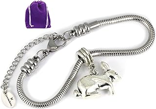 Rabbit Bracelet for Women | A Rabbit Gift with a Bunny Rabbit Charm on a Hypoallergenic Stainless Steel Snake Chain Bracelet Great Rabbit Gifts for Women or Men or Rabbit Jewelry as the Rabbit Gift