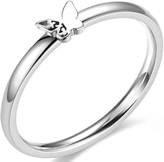 Jude Jewelers Stainless Steel Classicl Dainty Plain Butterfly Charm Promise Engagement Statement Ring