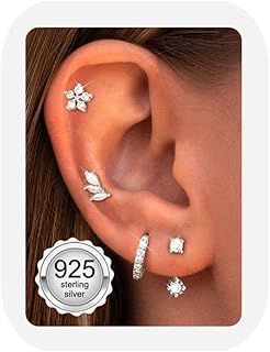 JeweBella Boucles d'Oreilles Femme en Argent Sterling 925 Plaqué Or 14K, Créoles et Zircon pour Piercings Multiples, Hypoallergéniques et Élégantes, Idéales pour un Usage Quotidien et Festif