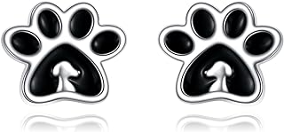 Charming AOBOCO Paw Print Stud Earrings in 925 Sterling Silver with Push Back Mechanism, featuring Cute Dog Shape - Perfect Gift for Women and Dog Lovers