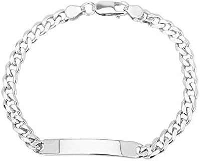 Sterling Silver Jewelry ID Bracelets with Rhodium Plating for Men and Women