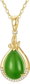 Stunning 14k Solid Gold Jade Pendant Necklace with Spring Ring Clasp, Ideal Gift for Women, Unique Leaf Design