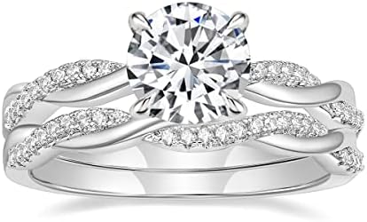 Mameloly 1.5ct Engagement Rings for Women Round Bridal Ring Sets Cubic Zirconia Wedding Band Twisting Infinity Pave Set Size 3-12