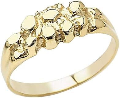 10K White Gold Nugget Texture Tapered Band Ring, Comfortable Size 11, Elegant for Casual or Formal Wear, Great Gift Idea