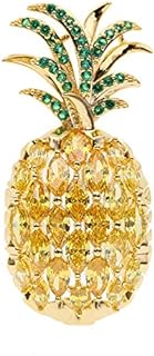 Handmade 14K Yellow Gold Pineapple-Pomegranate Brooch with Pin Clasp and Sparkling Moissanite for Women - Unique Corsage-style Shawl Pin