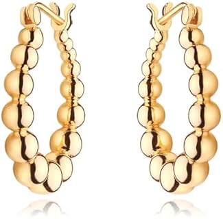 MEVECCO Gold Chunky Huggie Hoop Earring 18K Gold Plated Dainty Handmade Hypoallergenic Sleeper Hoop Earrings for Women
