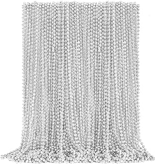 EOBOH Unisex Silver Bead Necklace Set in Sturdy Plastic with Classic Bead Design - 50PCS for Festive Events, Wedding, Birthday Celebrations & Decorations
