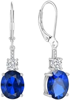 Oval Dangle Drop Earrings for Women 925 Sterling Silver Leverback Earrings Birthstone Jewelry Gifts for Her