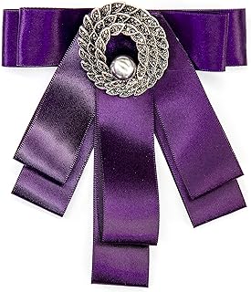 SinglinArt Bow Tie for Women Teen Girls Gift Ribbon Brooch Pre-Tied Bowknot Neck Pin