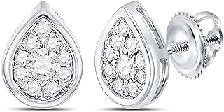 Diamond Deal: Elegant Round Diamond Teardrop Stud Earrings for Women in 14kt White Gold with Reliable Push Back