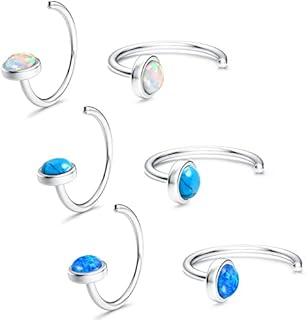 Dochais 6PCS Huggie Earrings for Women Half Hoop Earrings Sterling Silver Small Huggie Hoop Earrings Half Hoops Cartilage Piercing Earrings Opal CZ Tiny Hoop Stud Earrings for Women