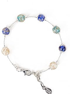 Murano Bead Bracelet with Bead Chain for Women, Original Sospiri Venezia Design, Italian Crafted Glass Jewel Gift Idea