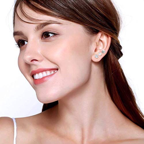 6 Pairs Stud Earrings Set,Hypoallergenic Opal Earrings Gold Plated Stud Earrings for Women
