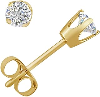 Amanda Rose Collection IGI Certified 1/4 to 1/3ct TW Classic Round Natural Diamond Solitaire Stud Earrings for Women in 14K White or 14K Yellow Gold