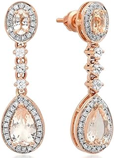 Screw Back Morganite Drop Earrings in 14K Rose Gold for Ladies - Dazzlingrock Collection