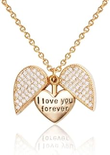 14k Gold-Plated Open Heart Locket Necklace with Cubic Zirconia on Figaro Chain for Women