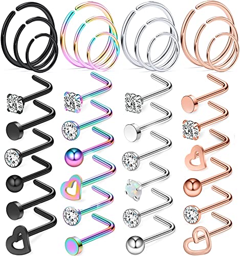 thumbnail image 2 of Jstyle Surgical Steel Nose Rings Hoop Women Hypoallergenic Septum Rings Hinged Clicker For Helix Daith Tragus Rook Conch Lip Ring Hoop Cartilage Earring Body Piercing Jewelry Gold 18G 8MM 10MM 2 of 9
