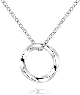 Circle Necklace for Women - 925 Sterling Silver Dainty Eternity Mobius Circle of Life Jewelry Gift for Women Girls