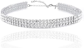 Gold-Plated Layered Chain Necklace with Shark Tooth Design, Cubic Zirconia & White Rhinestone Choker for Women